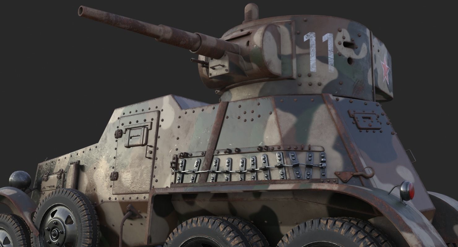 BA 6 Armored Car Camouflage Vray 3D model_22