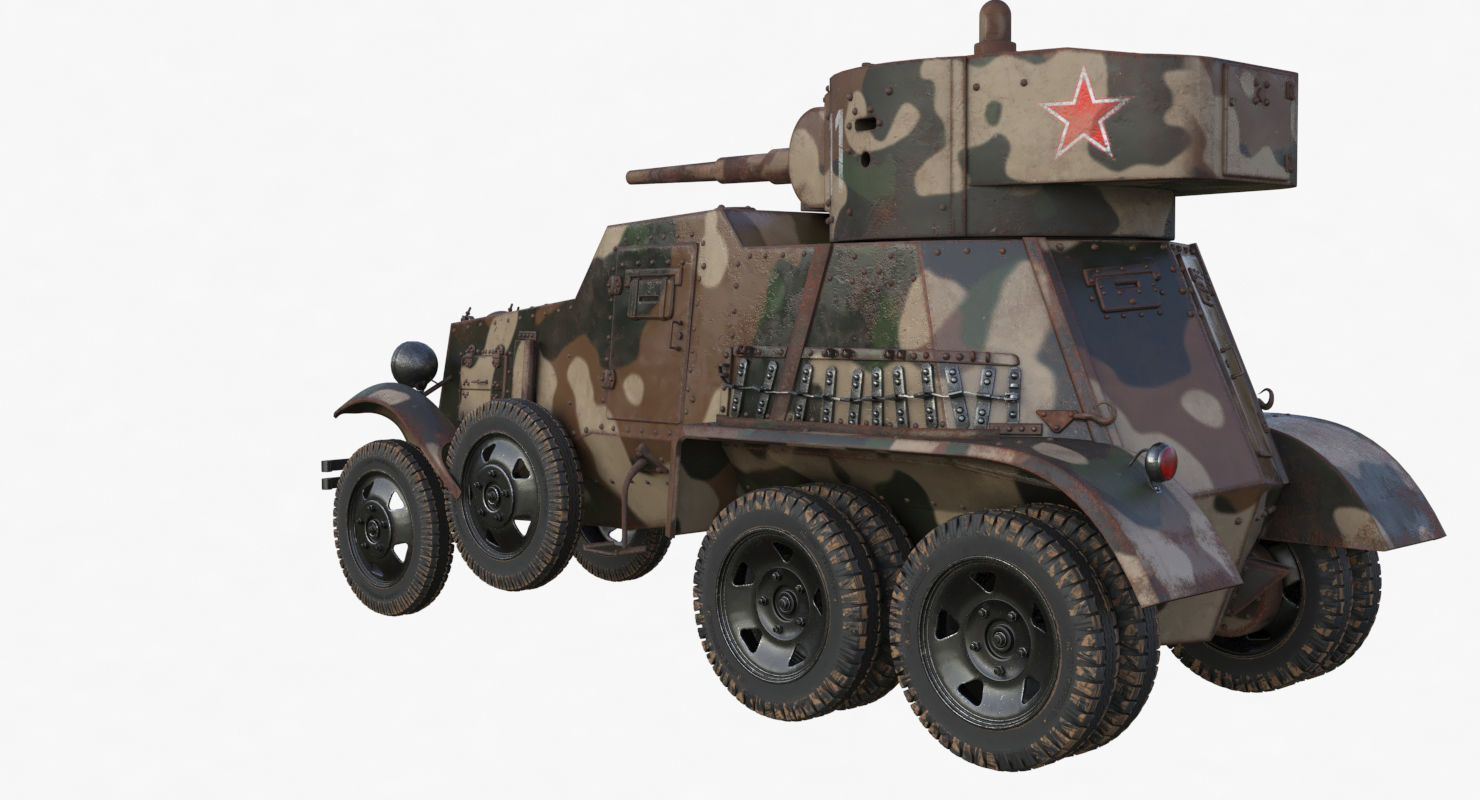 BA 6 Armored Car Camouflage Vray 3D model_57