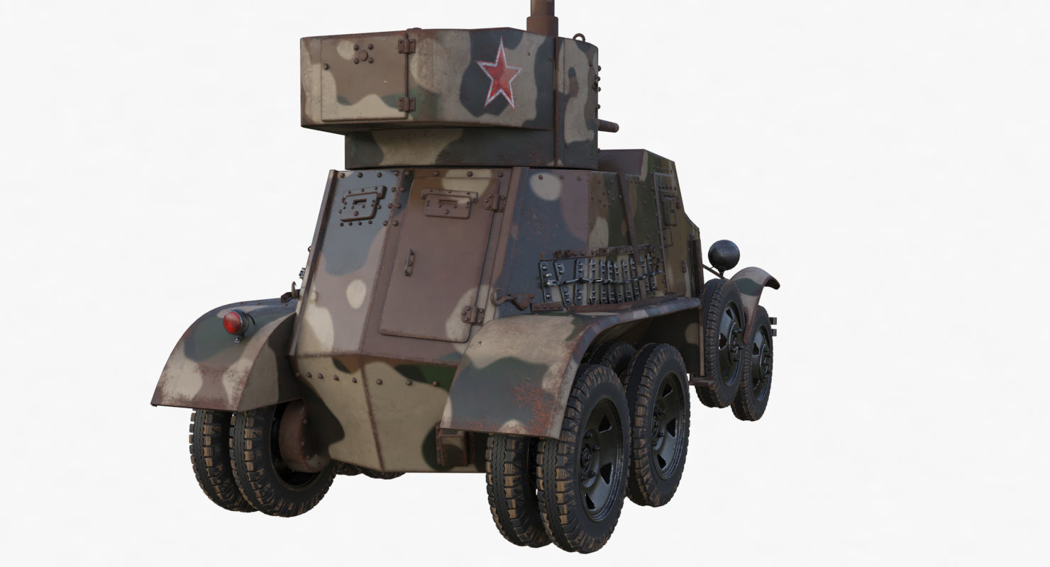 BA 6 Armored Car Camouflage Vray 3D model_50