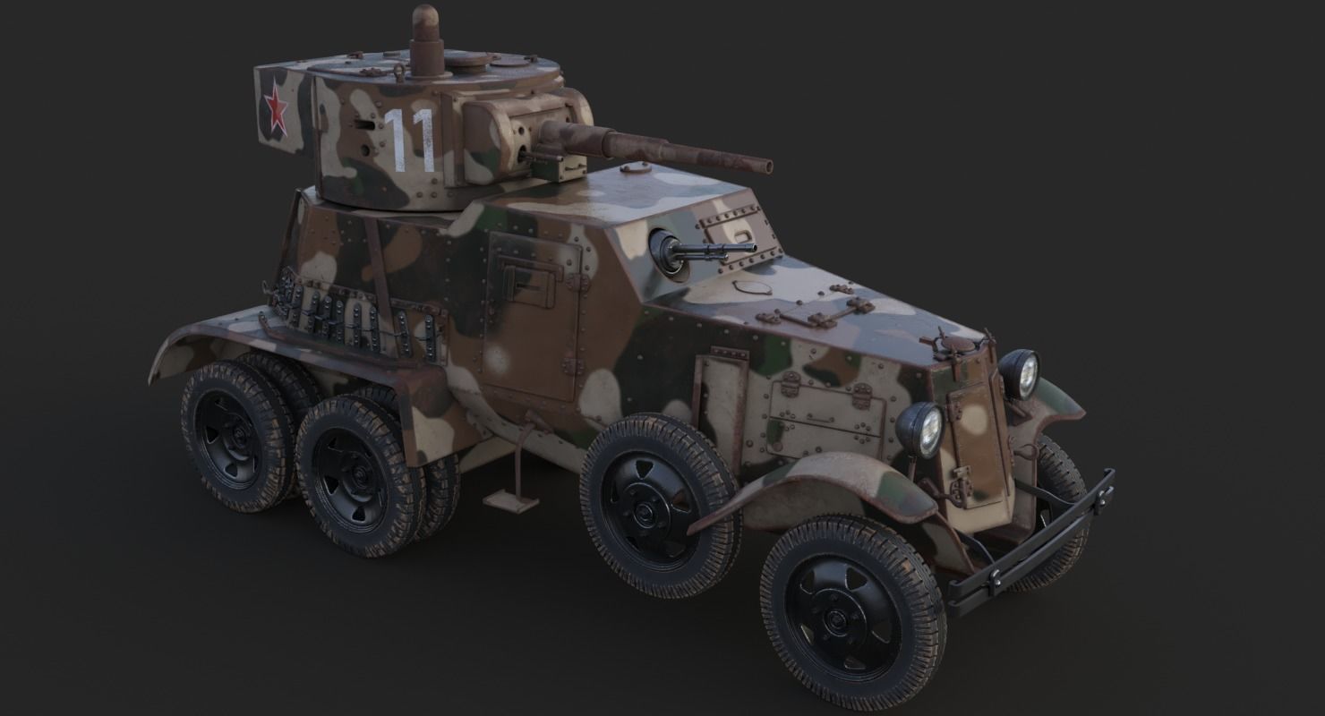 BA 6 Armored Car Camouflage Vray 3D model_14