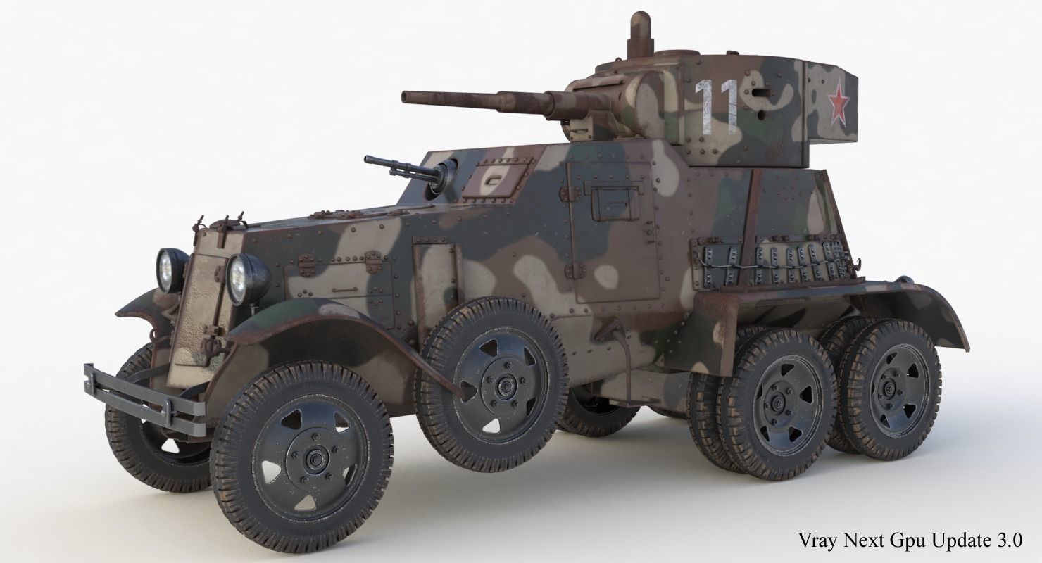 BA 6 Armored Car Camouflage Vray 3D model_6