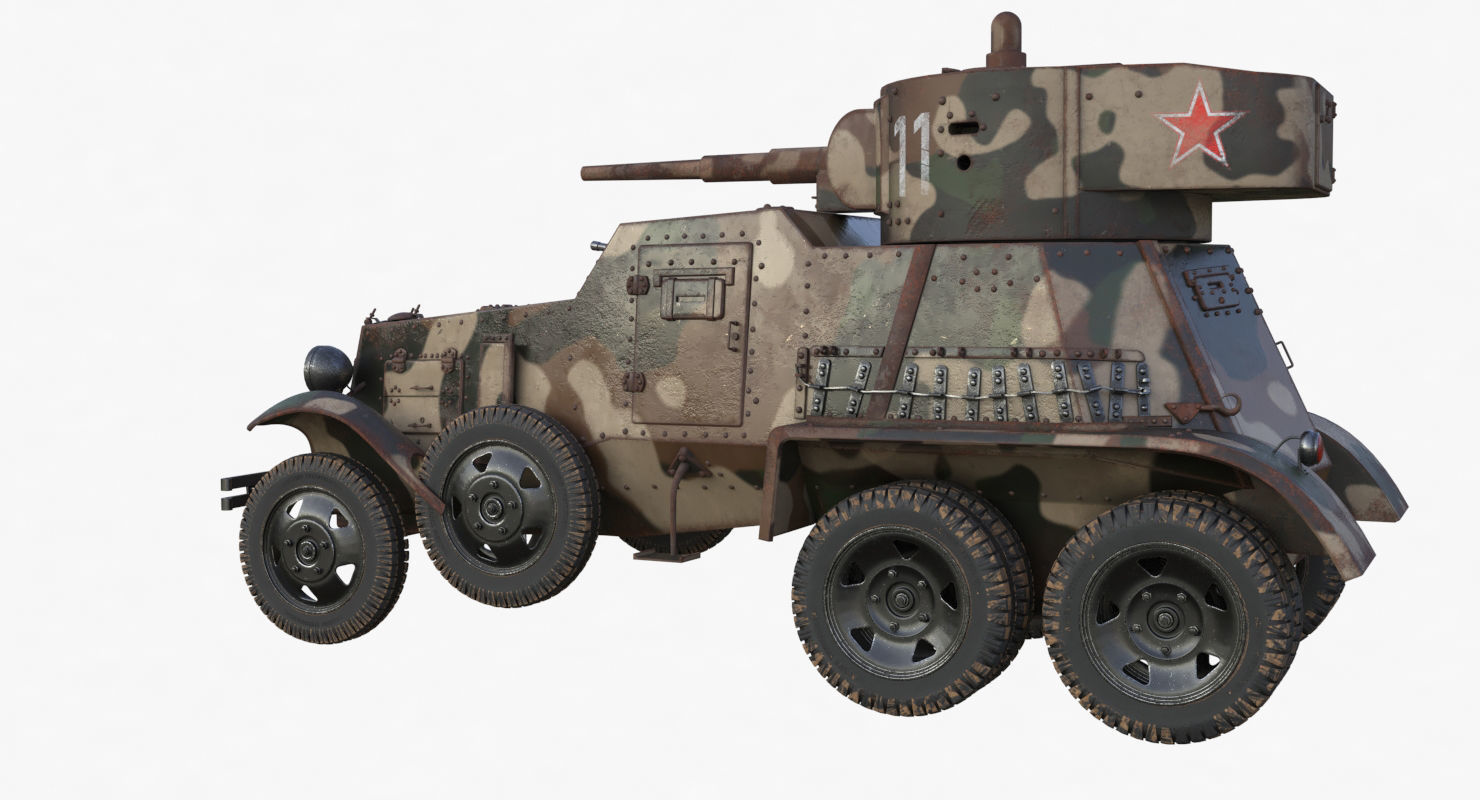 BA 6 Armored Car Camouflage Vray 3D model_59