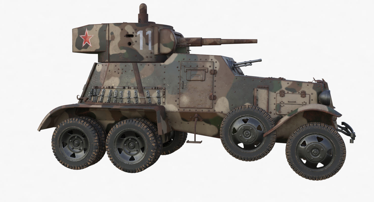 BA 6 Armored Car Camouflage Vray 3D model_42