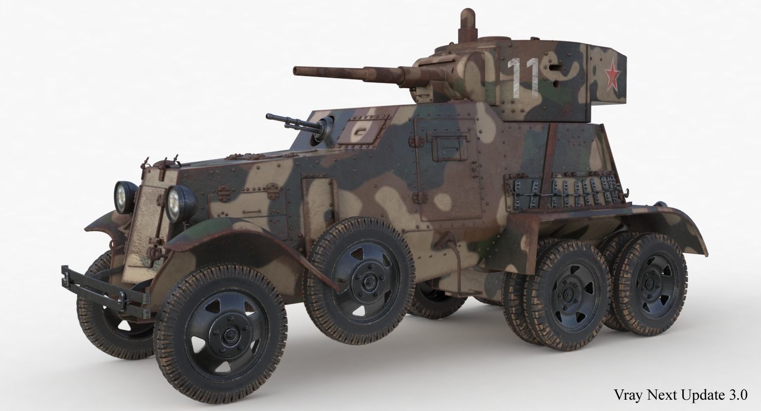 BA 6 Armored Car Camouflage Vray 3D model_5