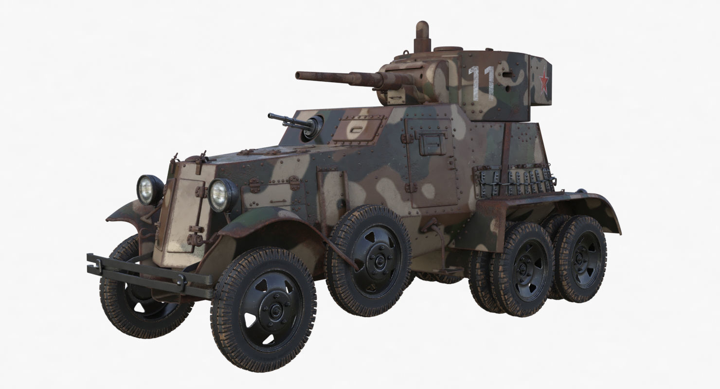 BA 6 Armored Car Camouflage Vray 3D model_30