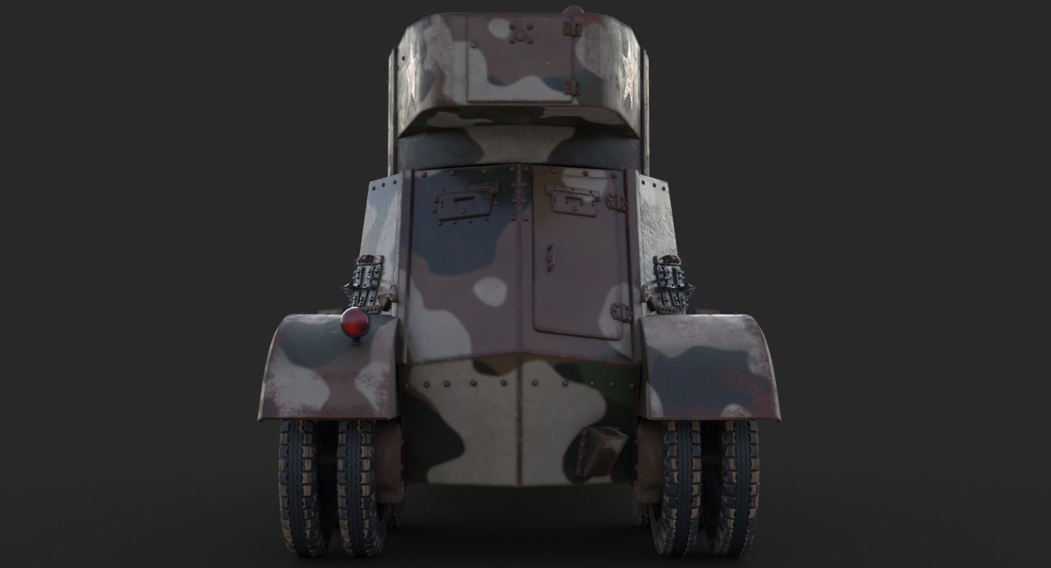 BA 6 Armored Car Camouflage Vray 3D model_11