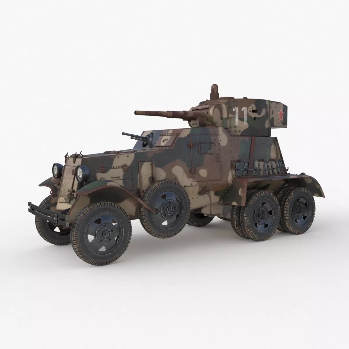 BA 6 Armored Car Camouflage Vray 3D model_0