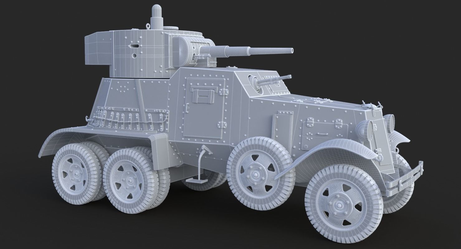 BA 6 Armored Car Camouflage Vray 3D model_24