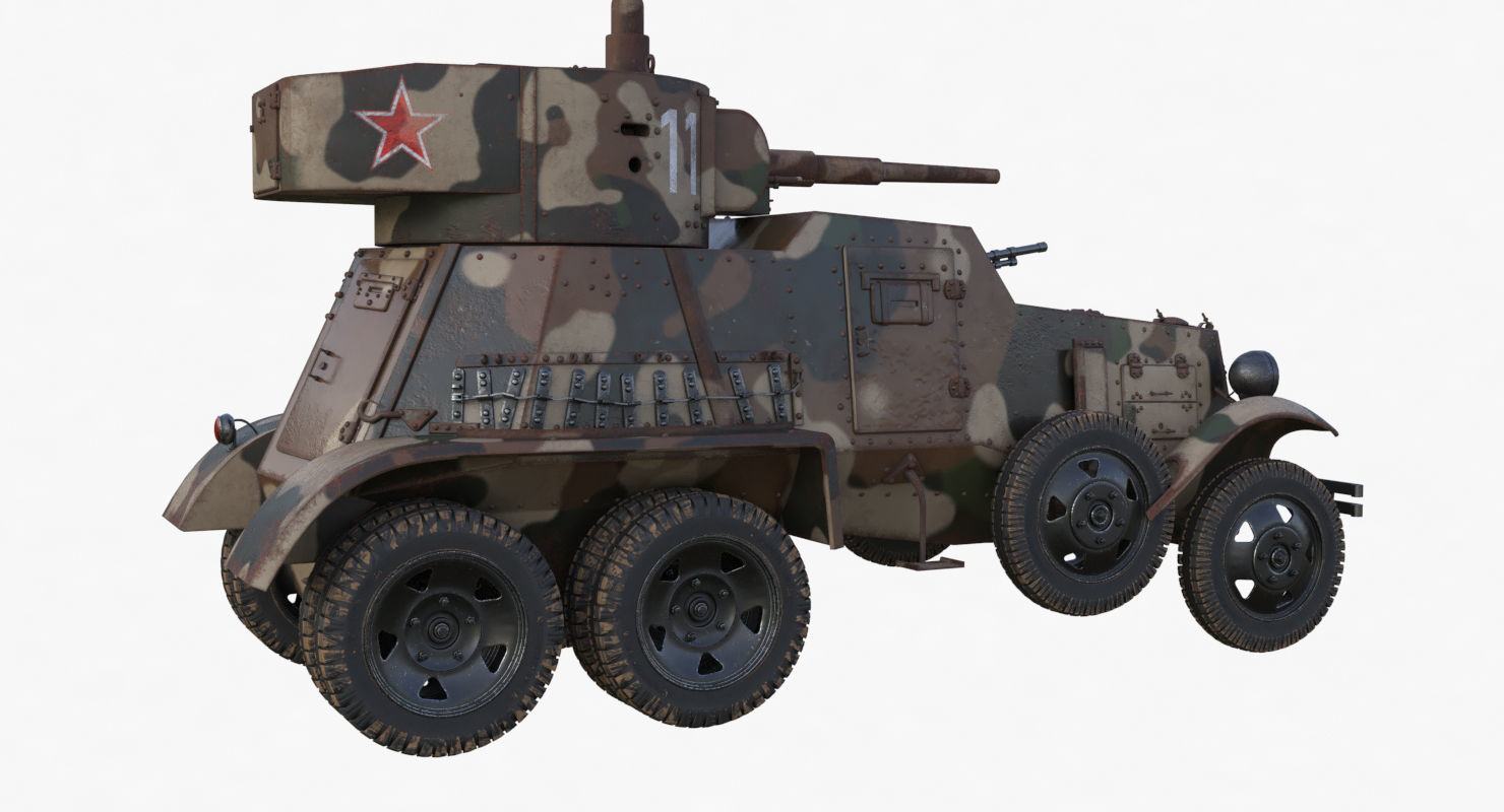 BA 6 Armored Car Camouflage Vray 3D model_46