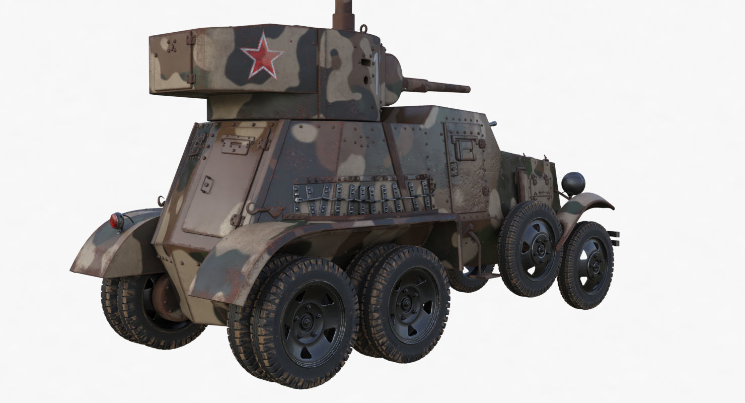 BA 6 Armored Car Camouflage Vray 3D model_48