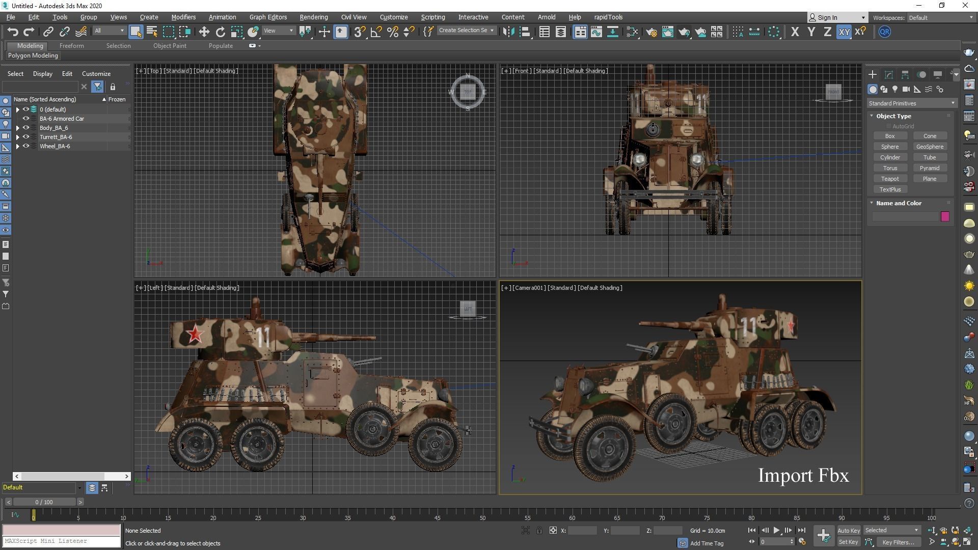 BA 6 Armored Car Camouflage Vray 3D model_27