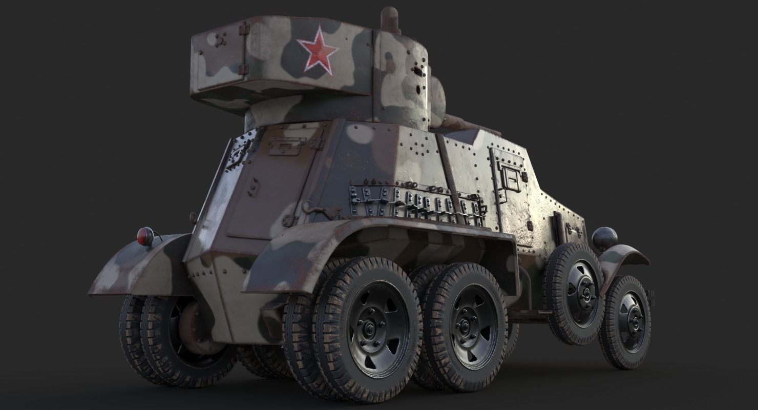 BA 6 Armored Car Camouflage Vray 3D model_12