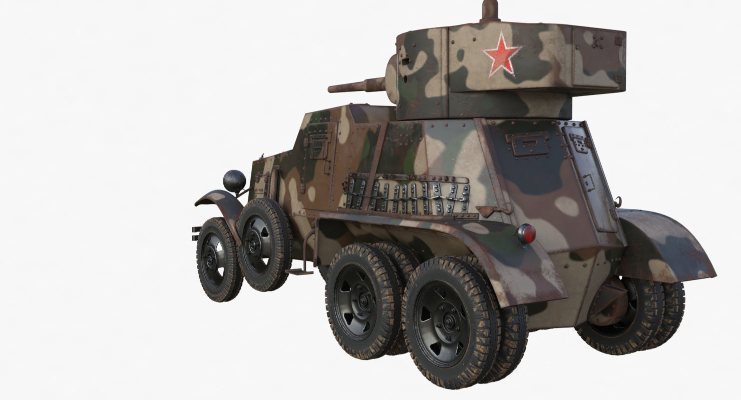 BA 6 Armored Car Camouflage Vray 3D model_56