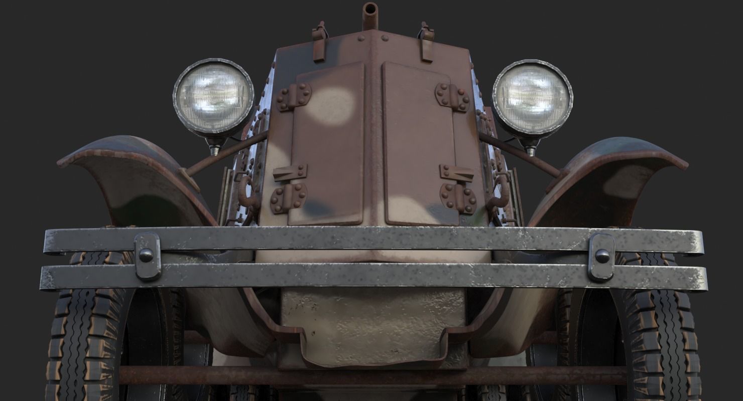 BA 6 Armored Car Camouflage Vray 3D model_19