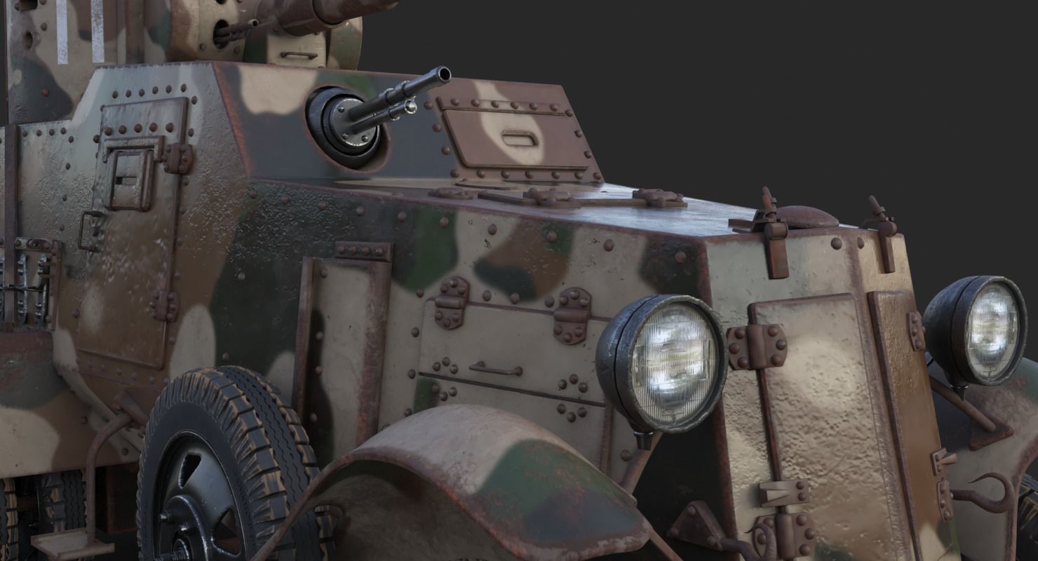 BA 6 Armored Car Camouflage Vray 3D model_18