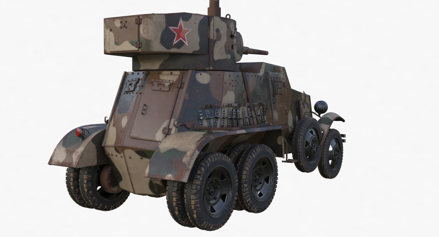 BA 6 Armored Car Camouflage Vray 3D model_49