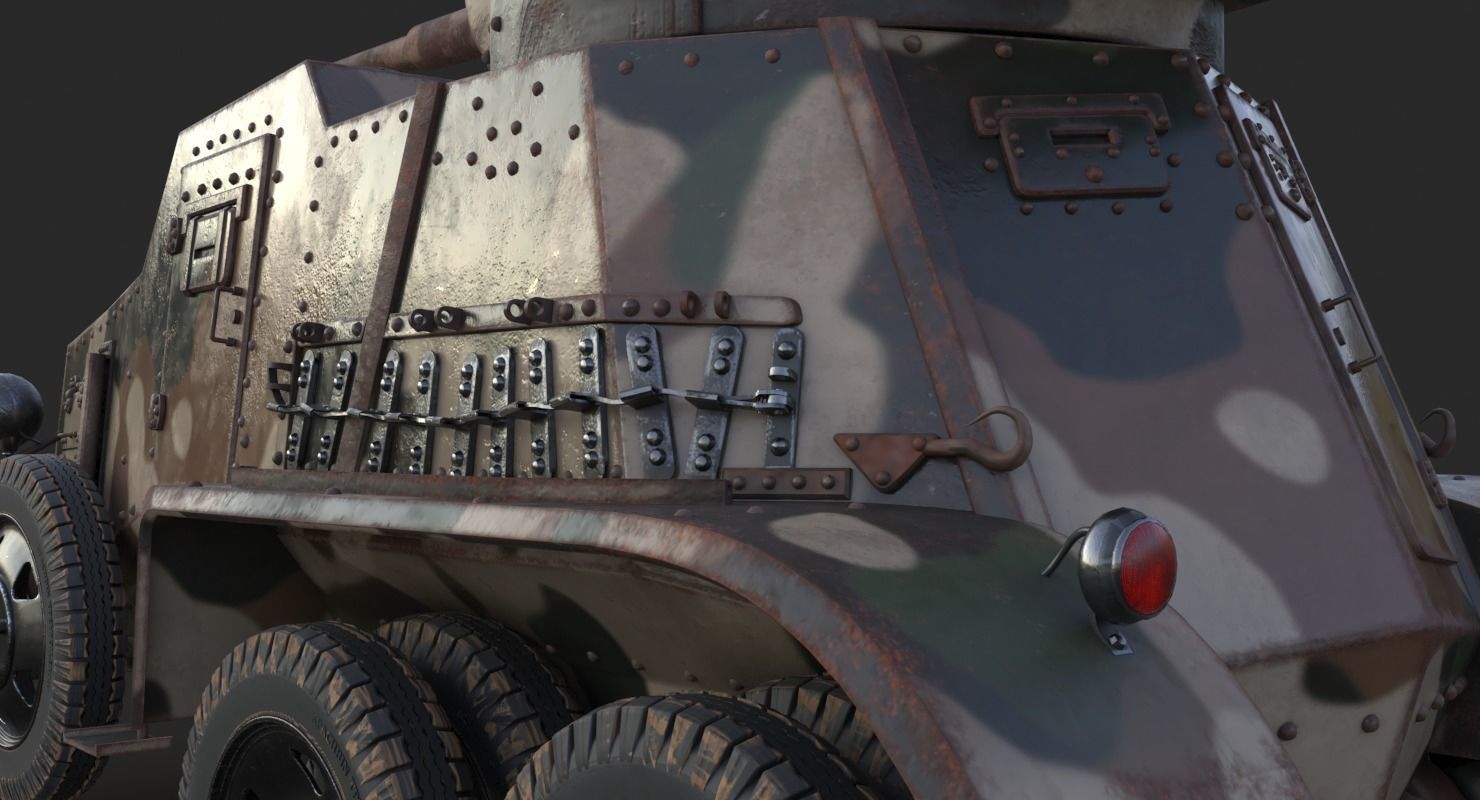 BA 6 Armored Car Camouflage Vray 3D model_20
