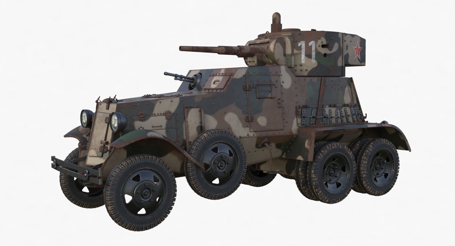 BA 6 Armored Car Camouflage Vray 3D model_29