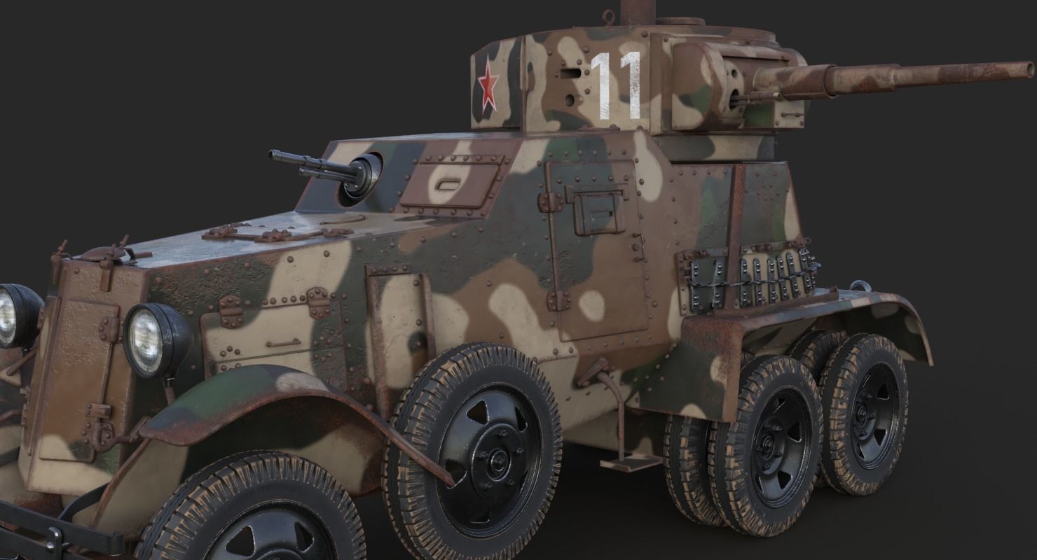 BA 6 Armored Car Camouflage Vray 3D model_21