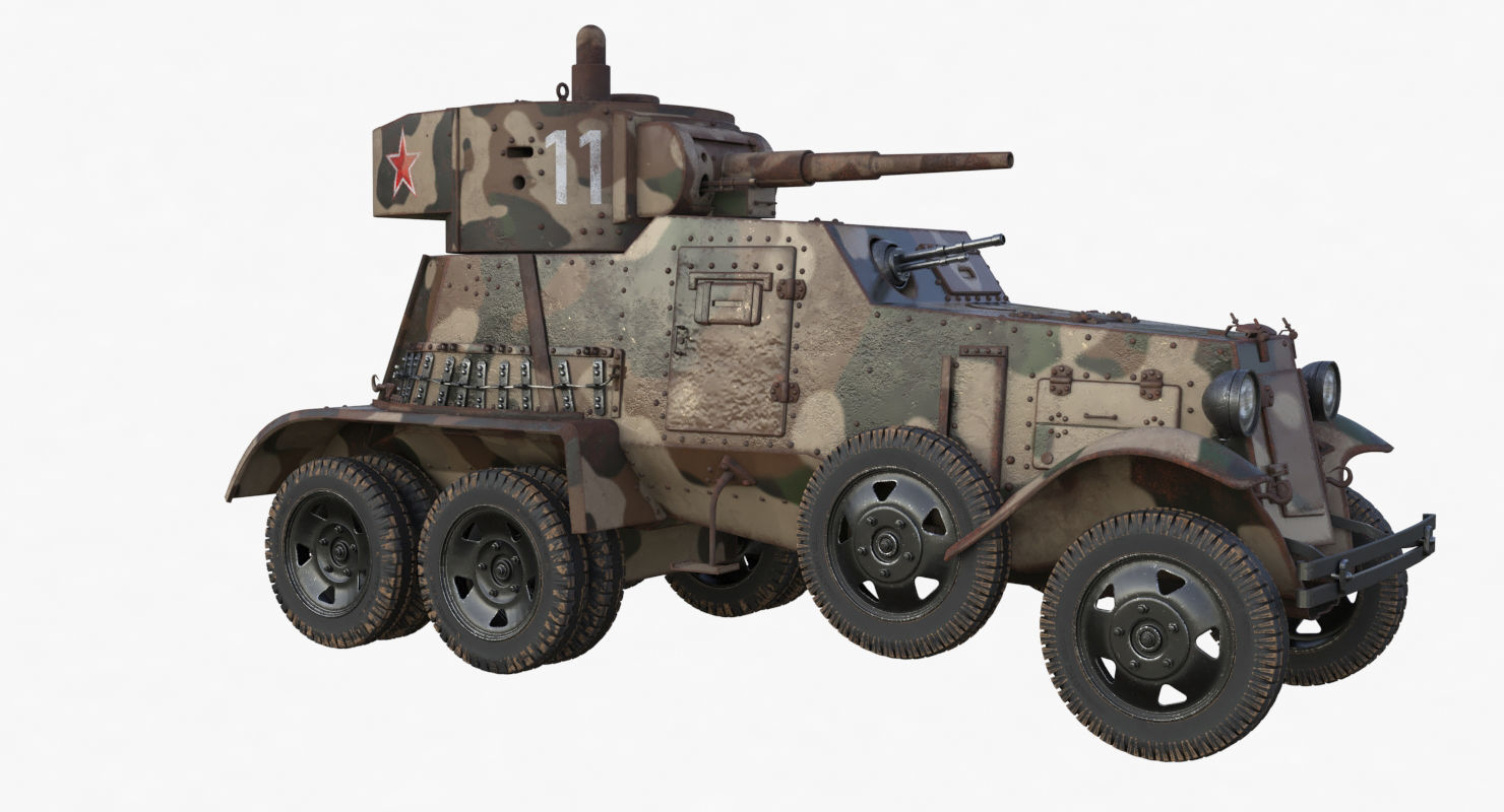BA 6 Armored Car Camouflage Vray 3D model_40