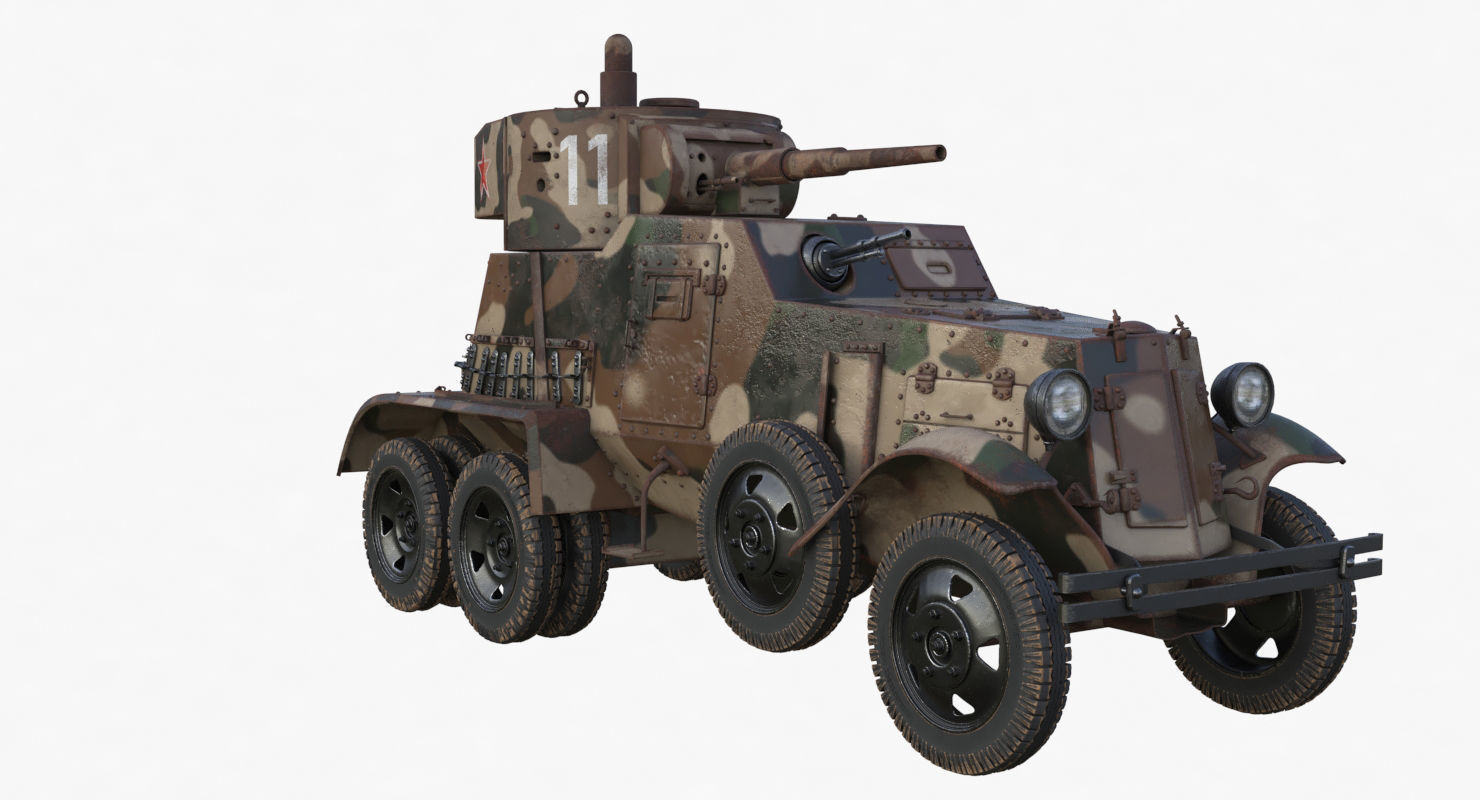 BA 6 Armored Car Camouflage Vray 3D model_38