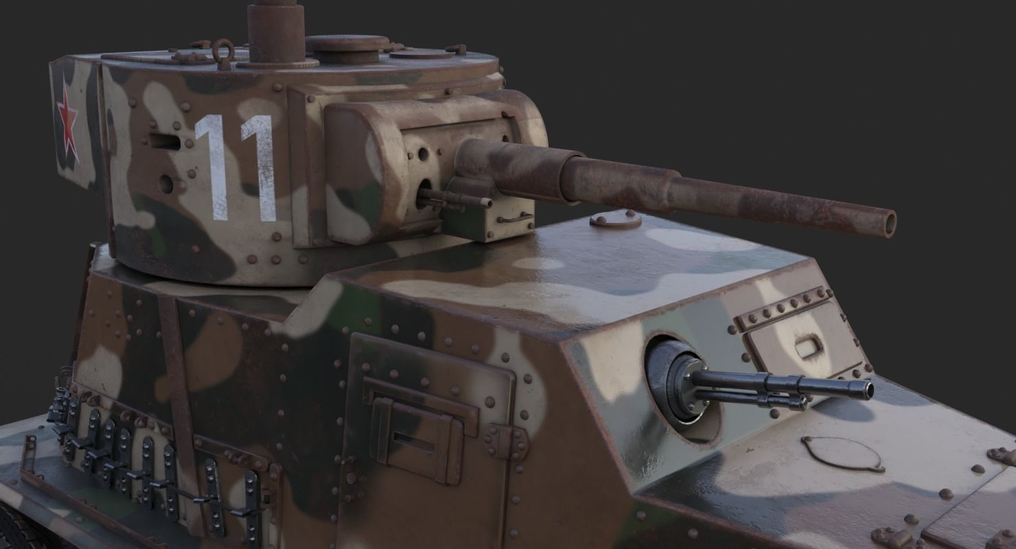 BA 6 Armored Car Camouflage Vray 3D model_16