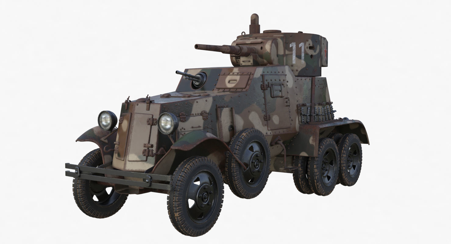 BA 6 Armored Car Camouflage Vray 3D model_31