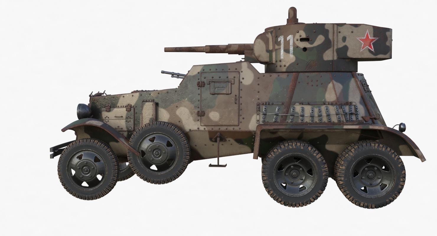 BA 6 Armored Car Camouflage Vray 3D model_61