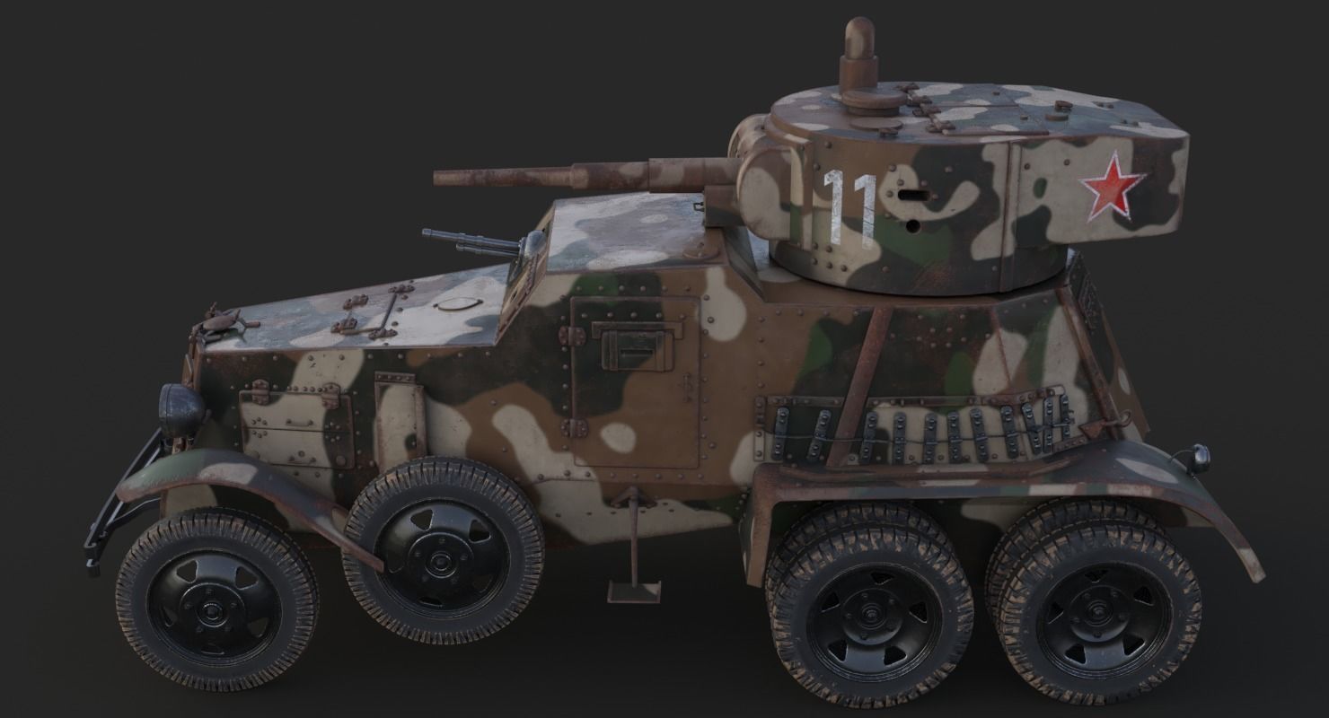 BA 6 Armored Car Camouflage Vray 3D model_8
