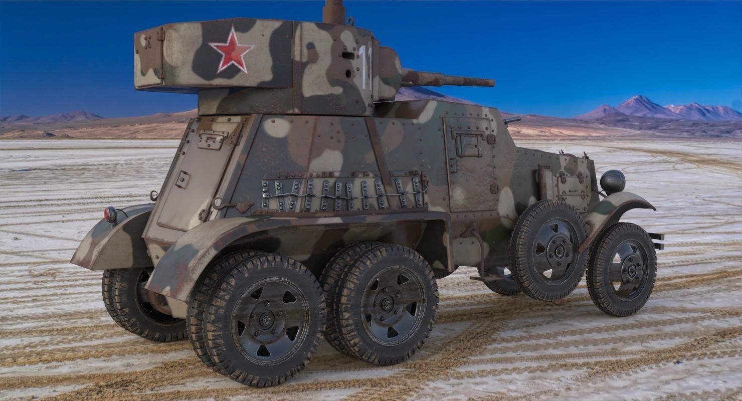 BA 6 Armored Car Camouflage Vray 3D model_4