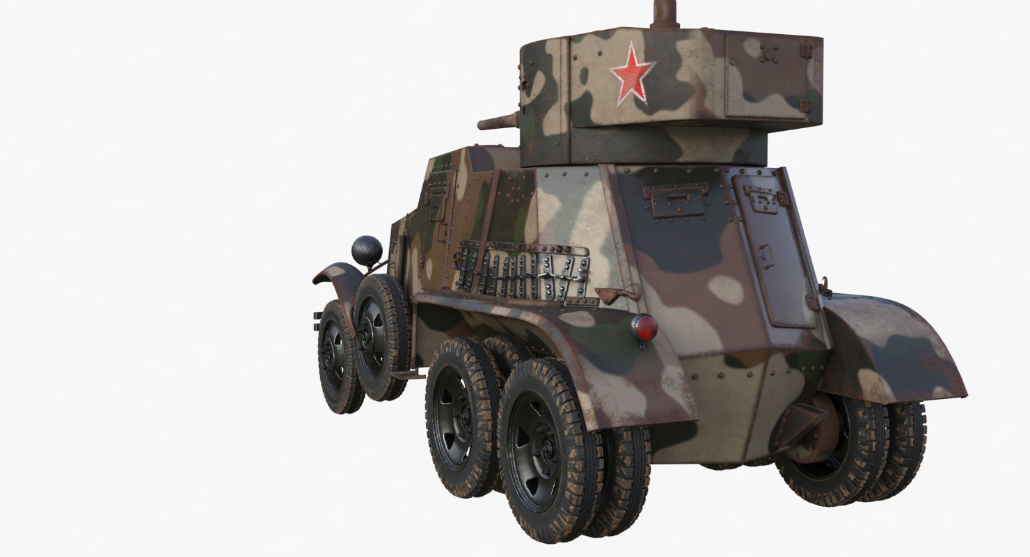 BA 6 Armored Car Camouflage Vray 3D model_55
