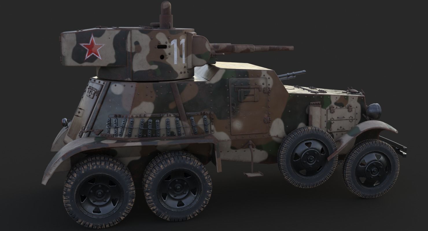 BA 6 Armored Car Camouflage Vray 3D model_13