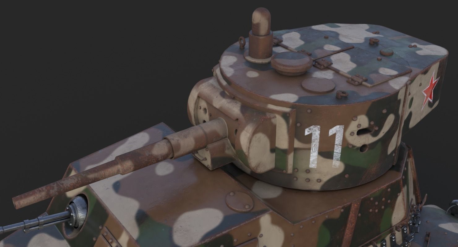 BA 6 Armored Car Camouflage Vray 3D model_17