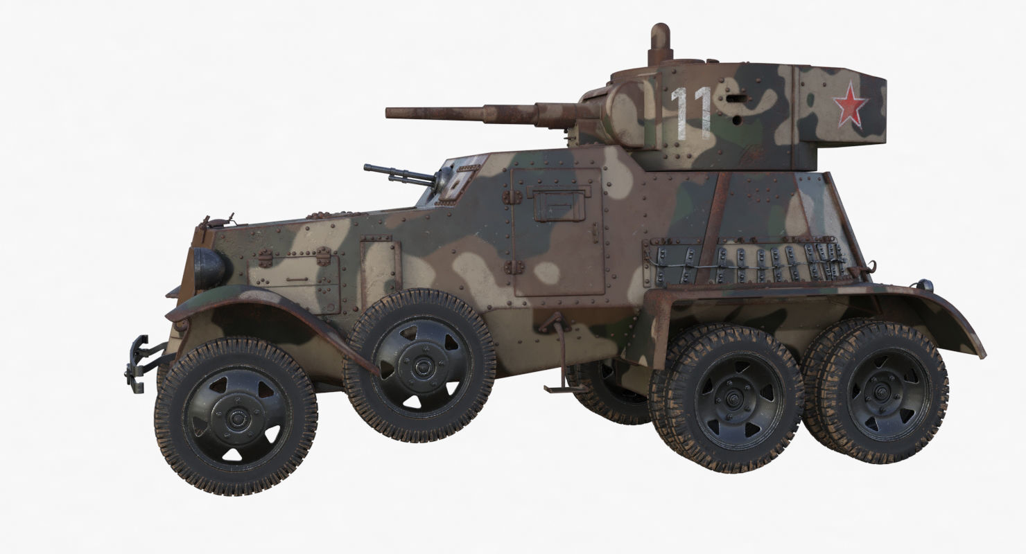 BA 6 Armored Car Camouflage Vray 3D model_63
