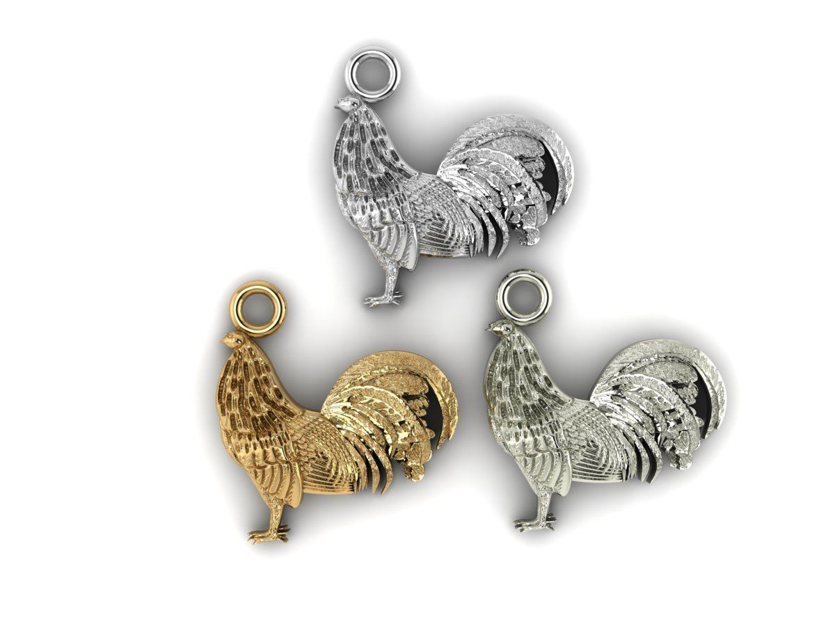 Chicken Cock Cambodia Pendant 3D model_1