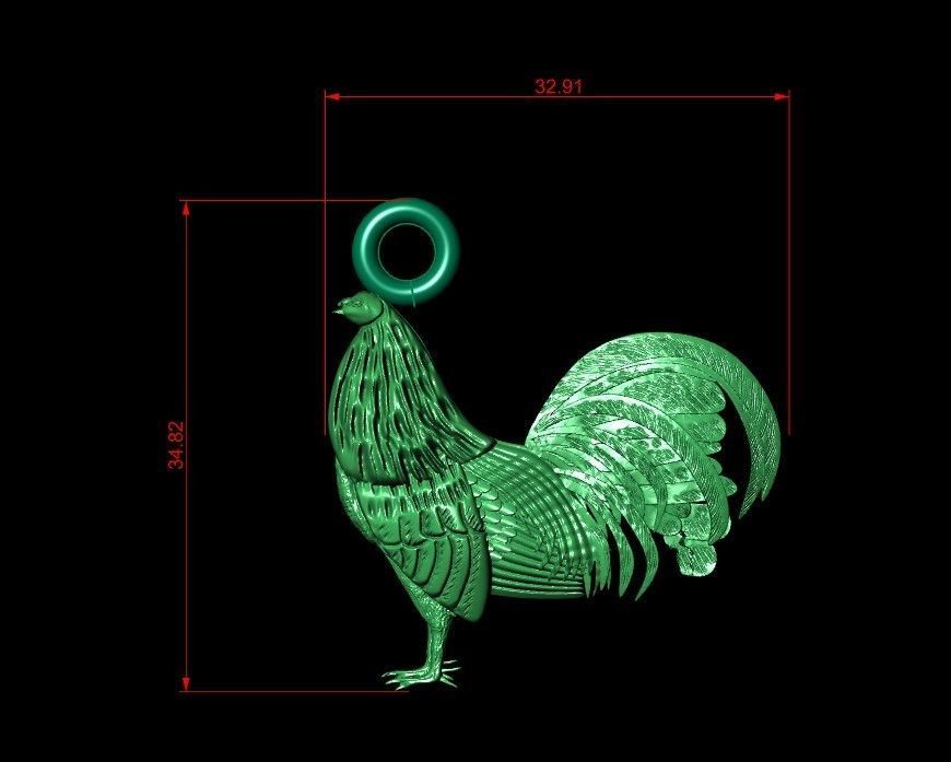 Chicken Cock Cambodia Pendant 3D model_4