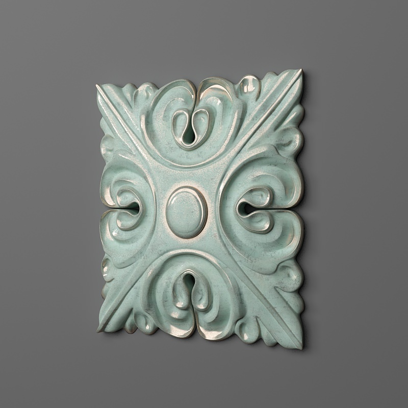Rosette ceramic tile with ornate design 3D print model_1