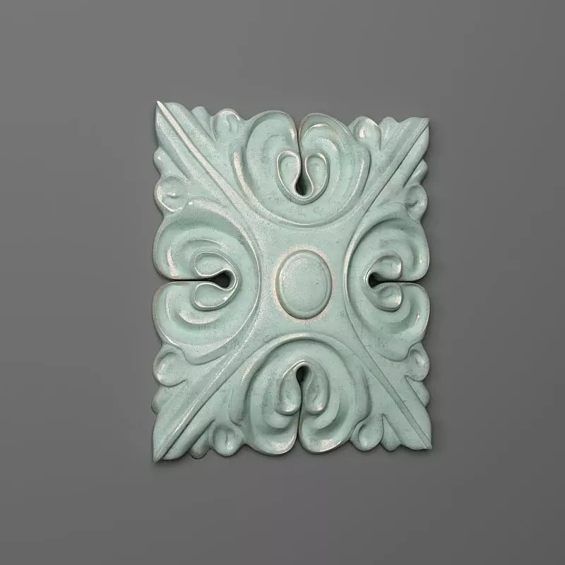 Rosette ceramic tile with ornate design 3D print model_0