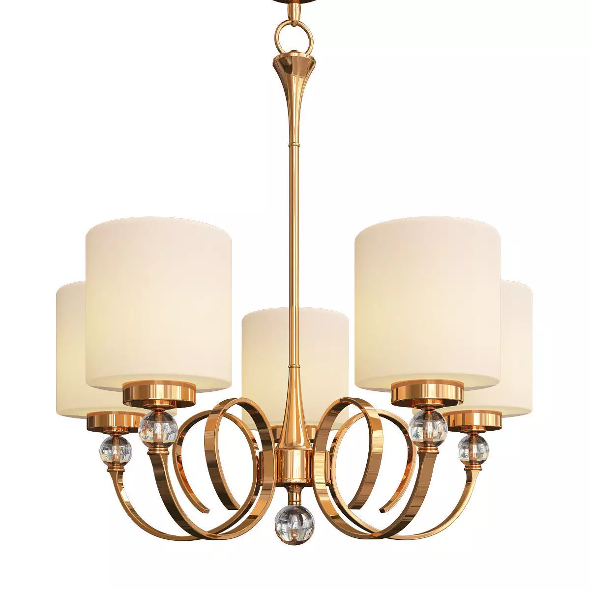 Wide Antique Brass Chandelier 3D model_0