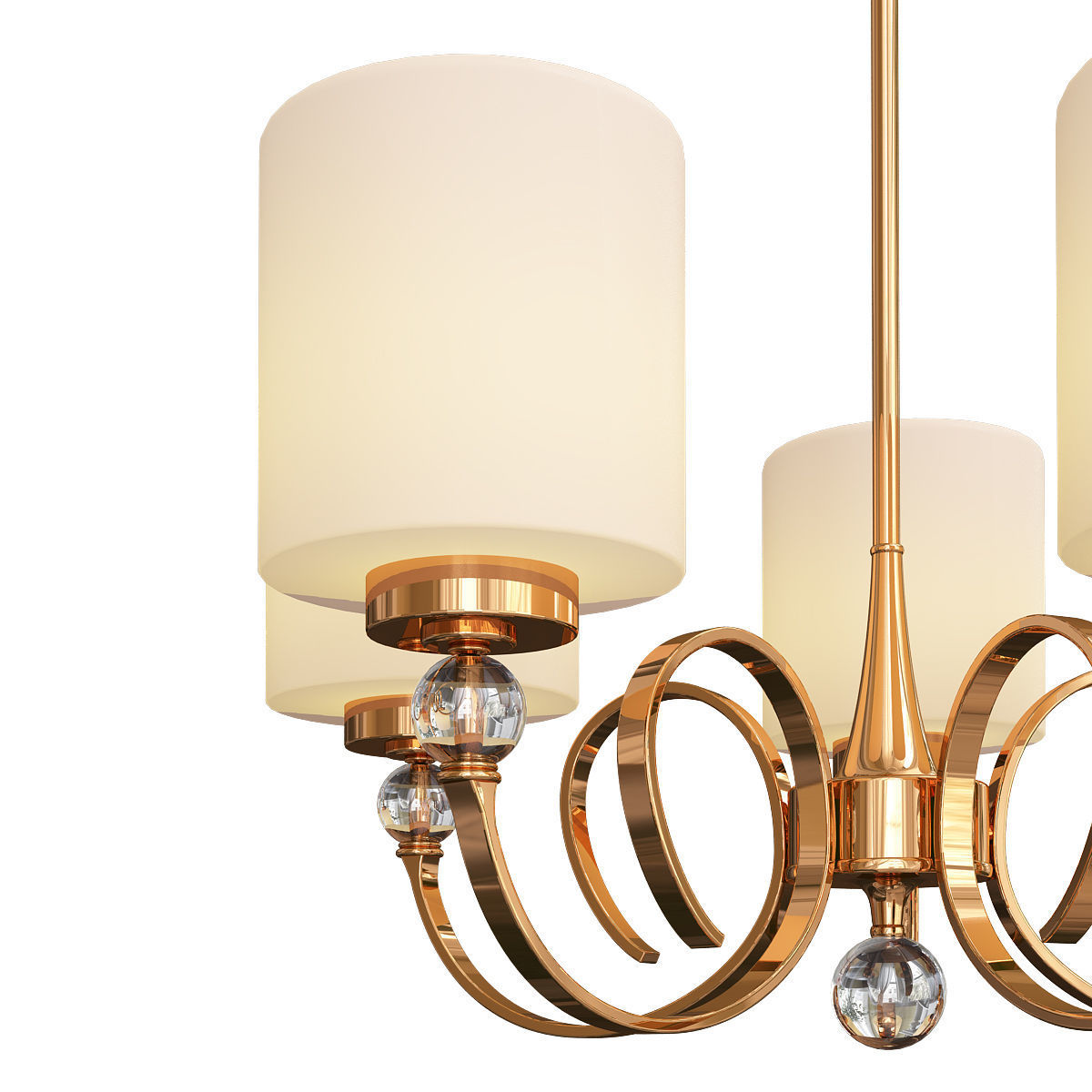 Wide Antique Brass Chandelier 3D model_1