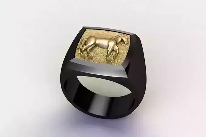 Horse Signet Solid Rings in US Sizes