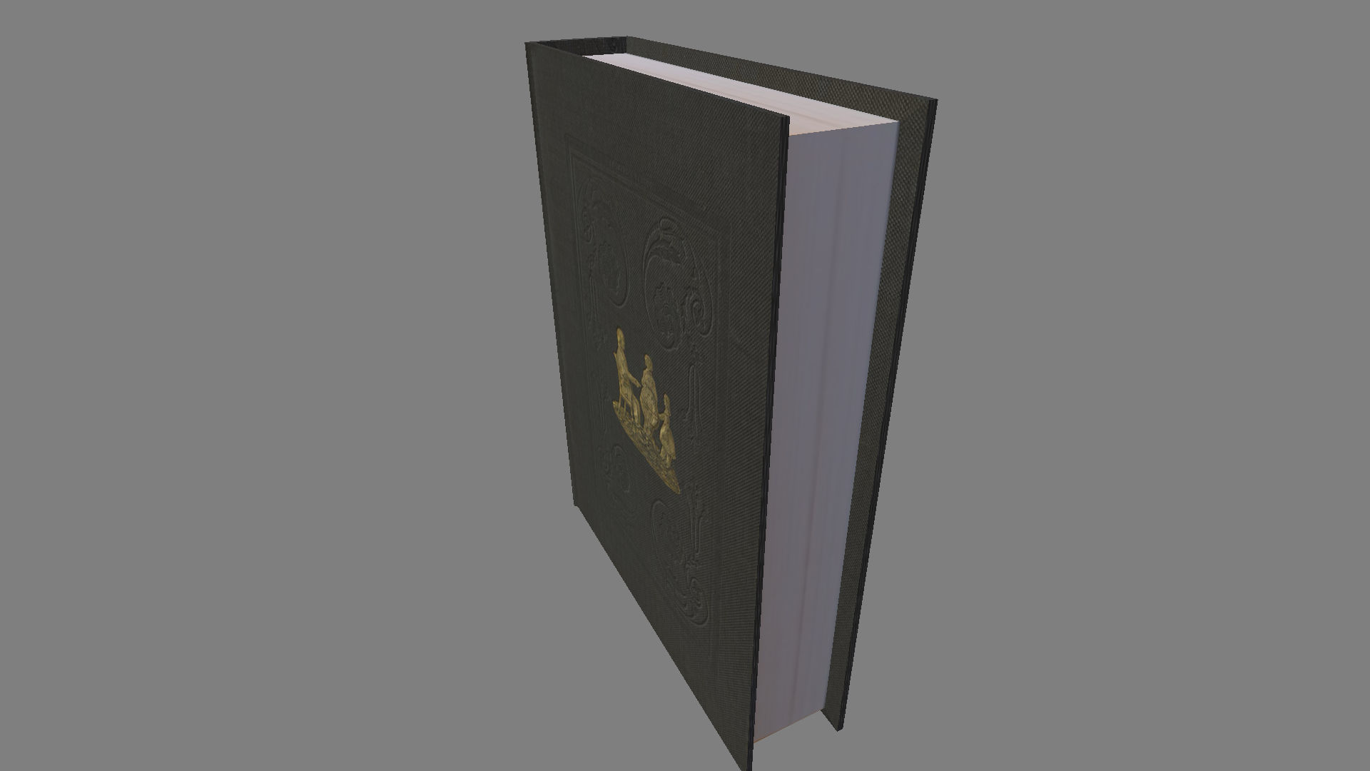 book 3d model low poly with gold lettering on cover Free low-poly 3D model_3