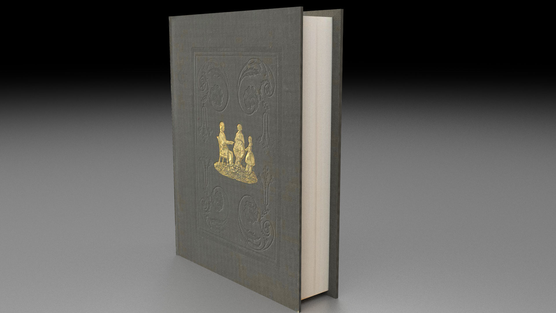book 3d model low poly with gold lettering on cover Free low-poly 3D model_2