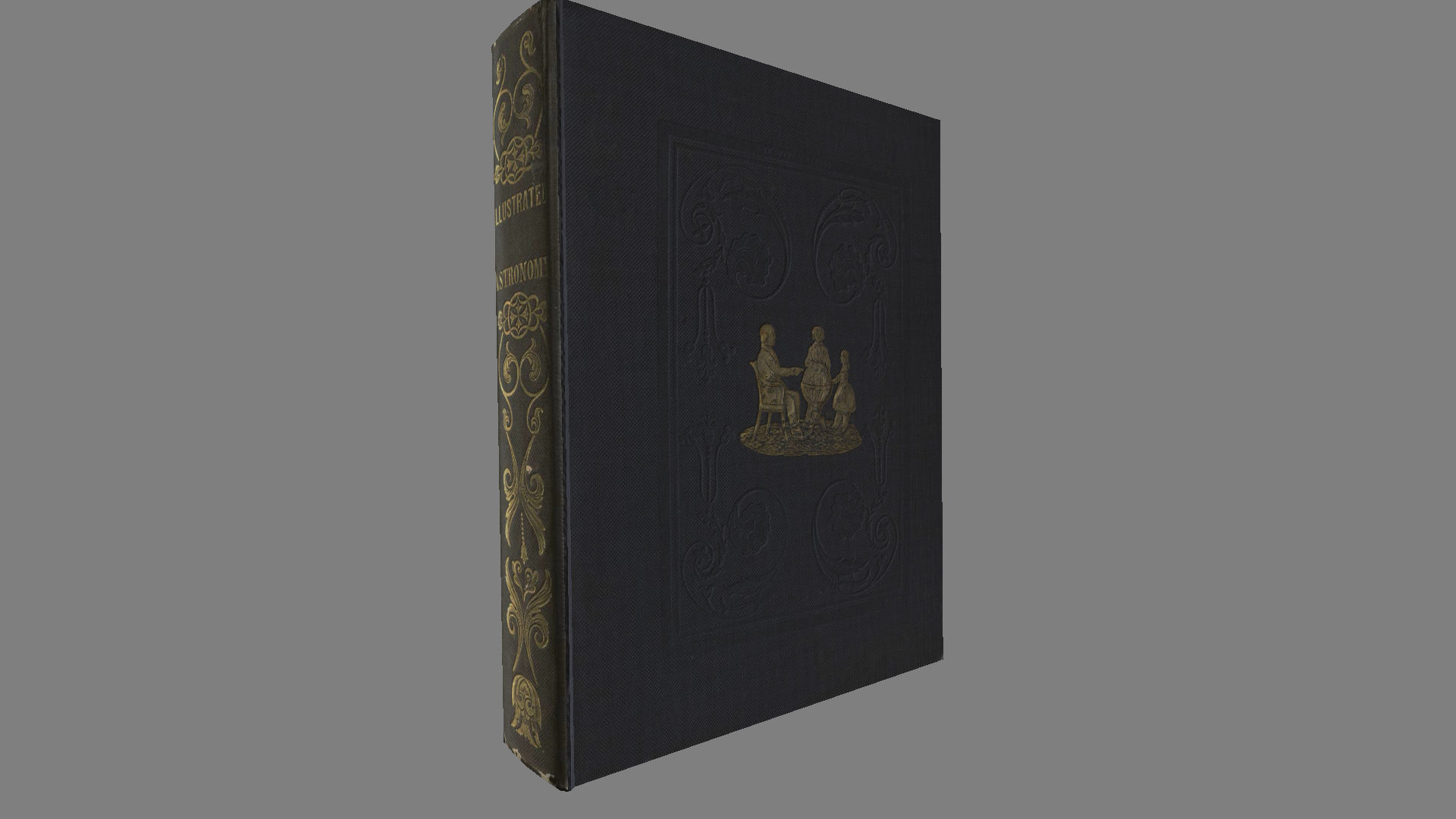 book 3d model low poly with gold lettering on cover Free low-poly 3D model_1