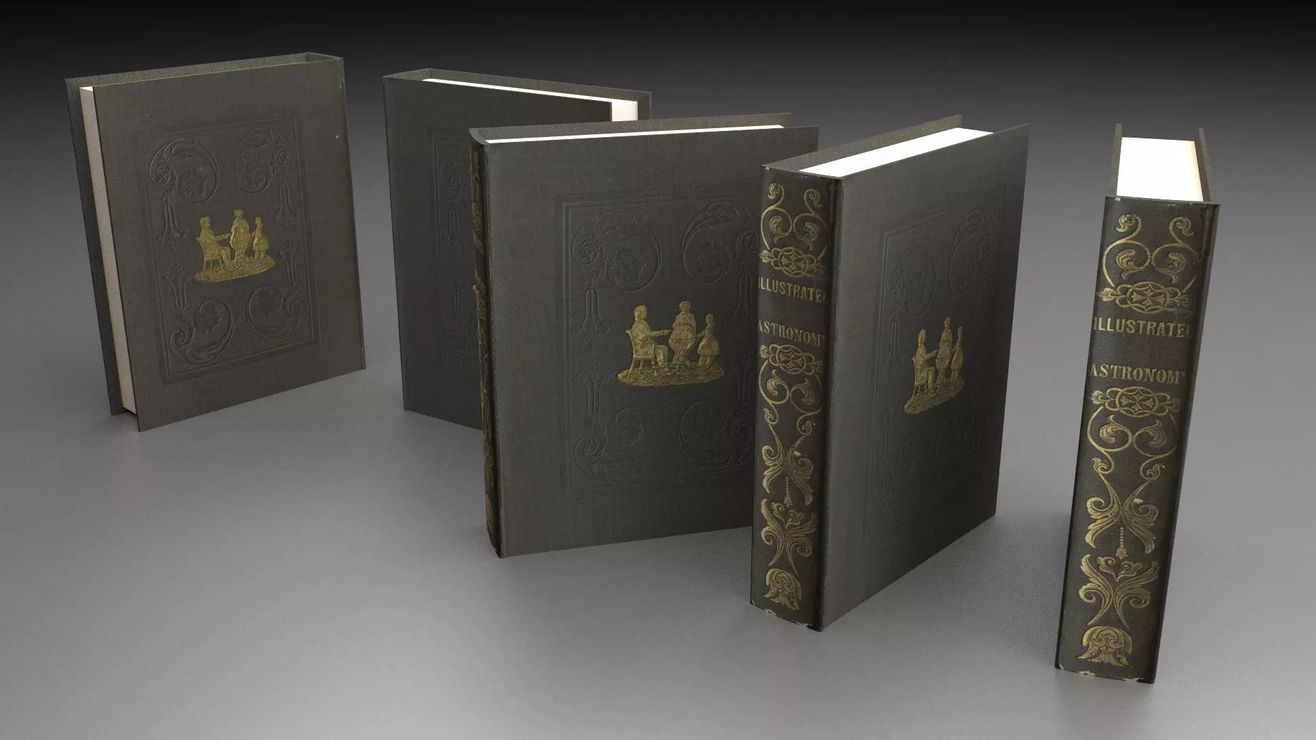 book 3d model low poly with gold lettering on cover Free low-poly 3D model_0
