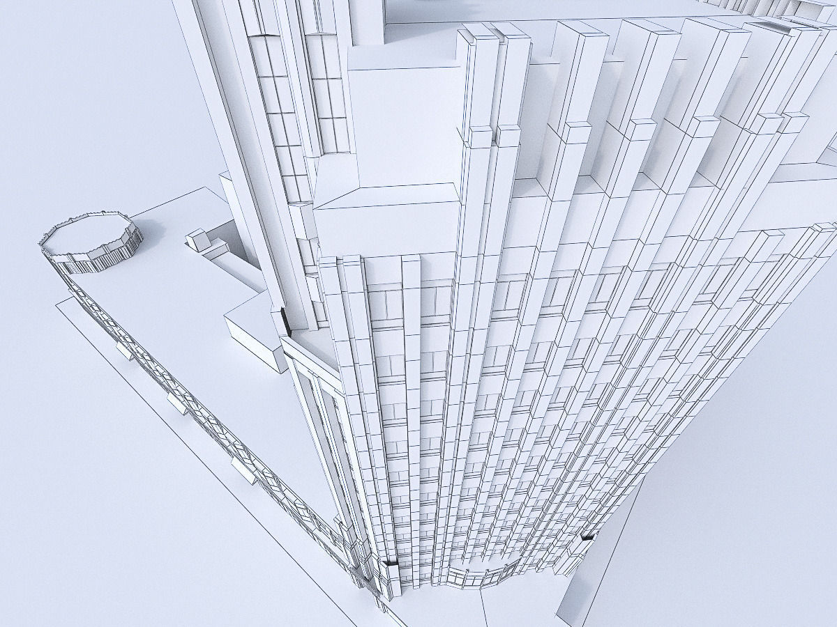 Pellissier Building and Wiltern Theatre Low-poly 3D model_13