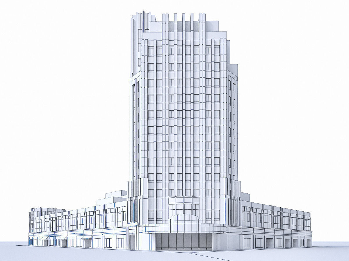 Pellissier Building and Wiltern Theatre Low-poly 3D model_6