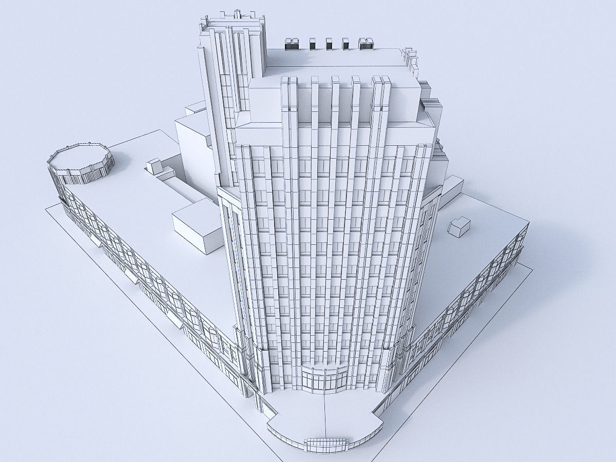 Pellissier Building and Wiltern Theatre Low-poly 3D model_7