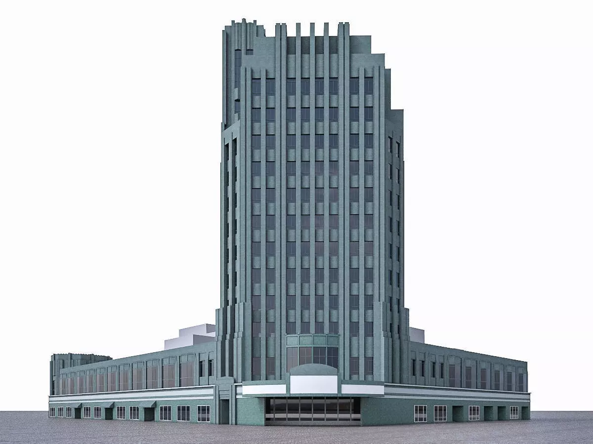 Pellissier Building and Wiltern Theatre Low-poly 3D model_0