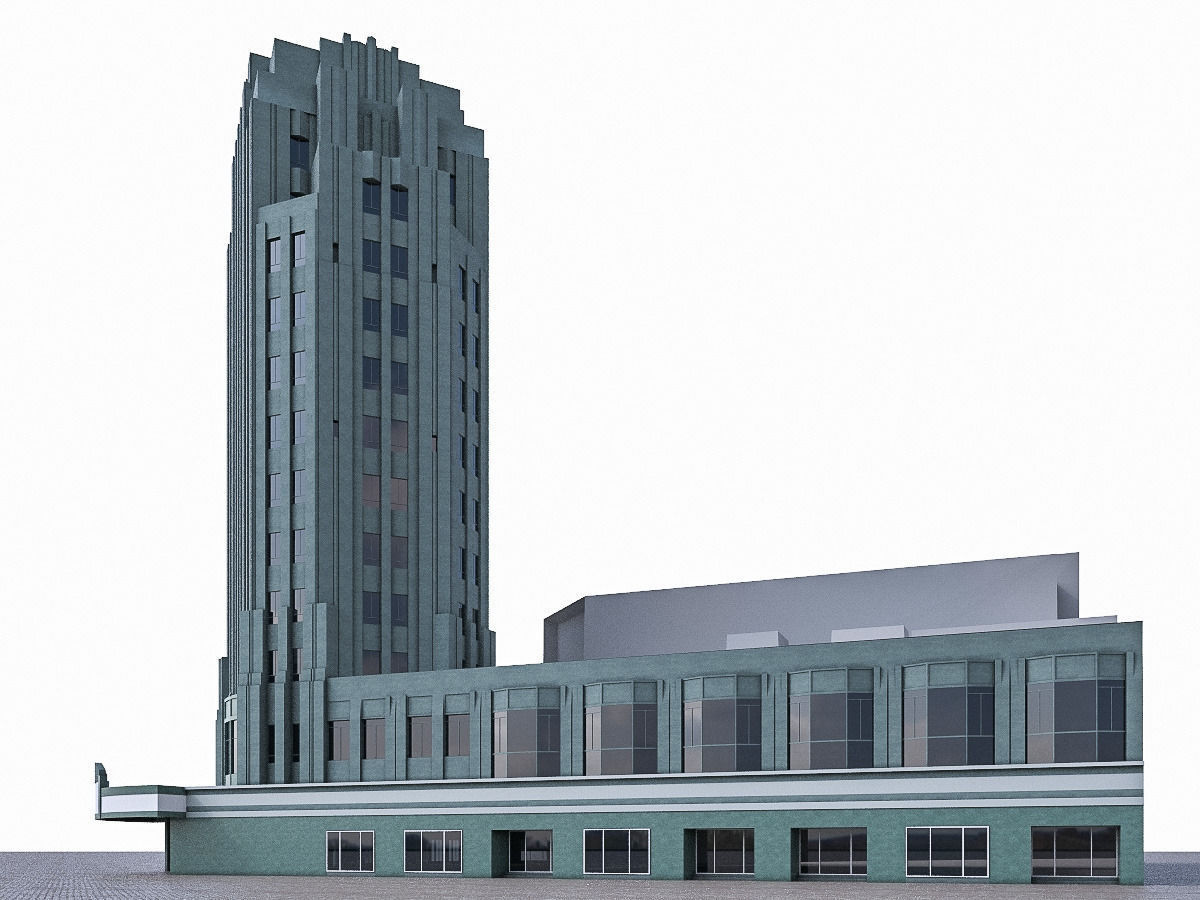 Pellissier Building and Wiltern Theatre Low-poly 3D model_3